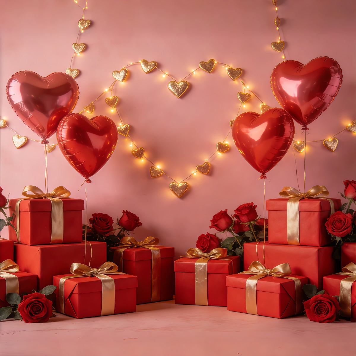 Toile de fond Saint-Valentin Composition Ballons Cœurs Flottants CSH61-101