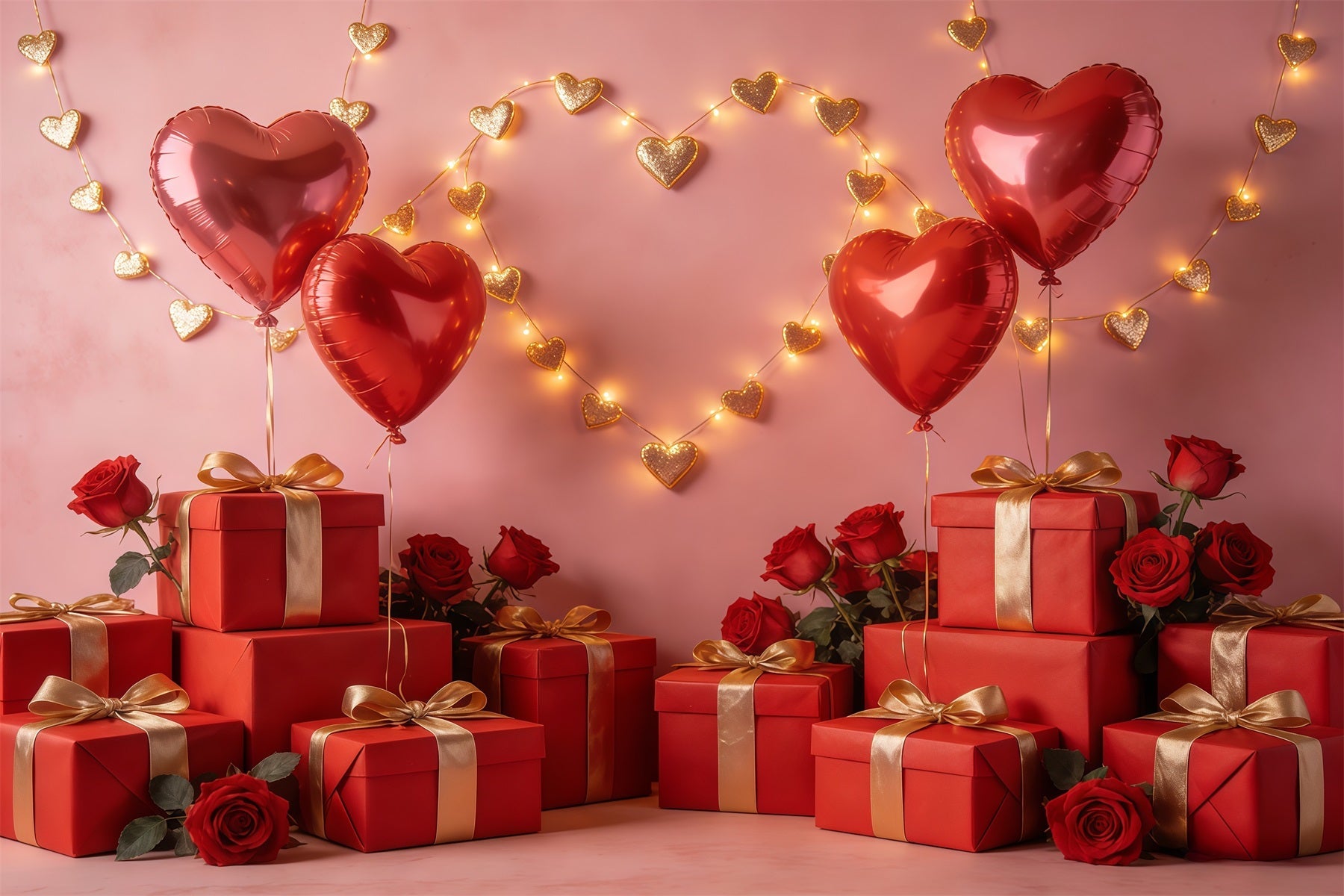 Toile de fond Saint-Valentin Composition Ballons Cœurs Flottants CSH61-101