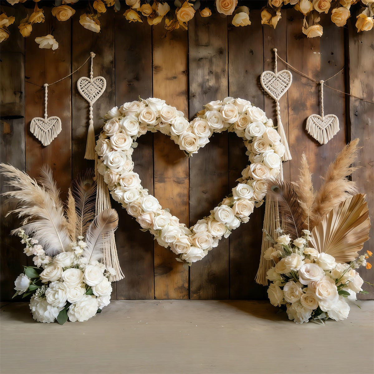 Fond Photo Saint-Valentin Arche Cœur Roses Blanches CSH61-108