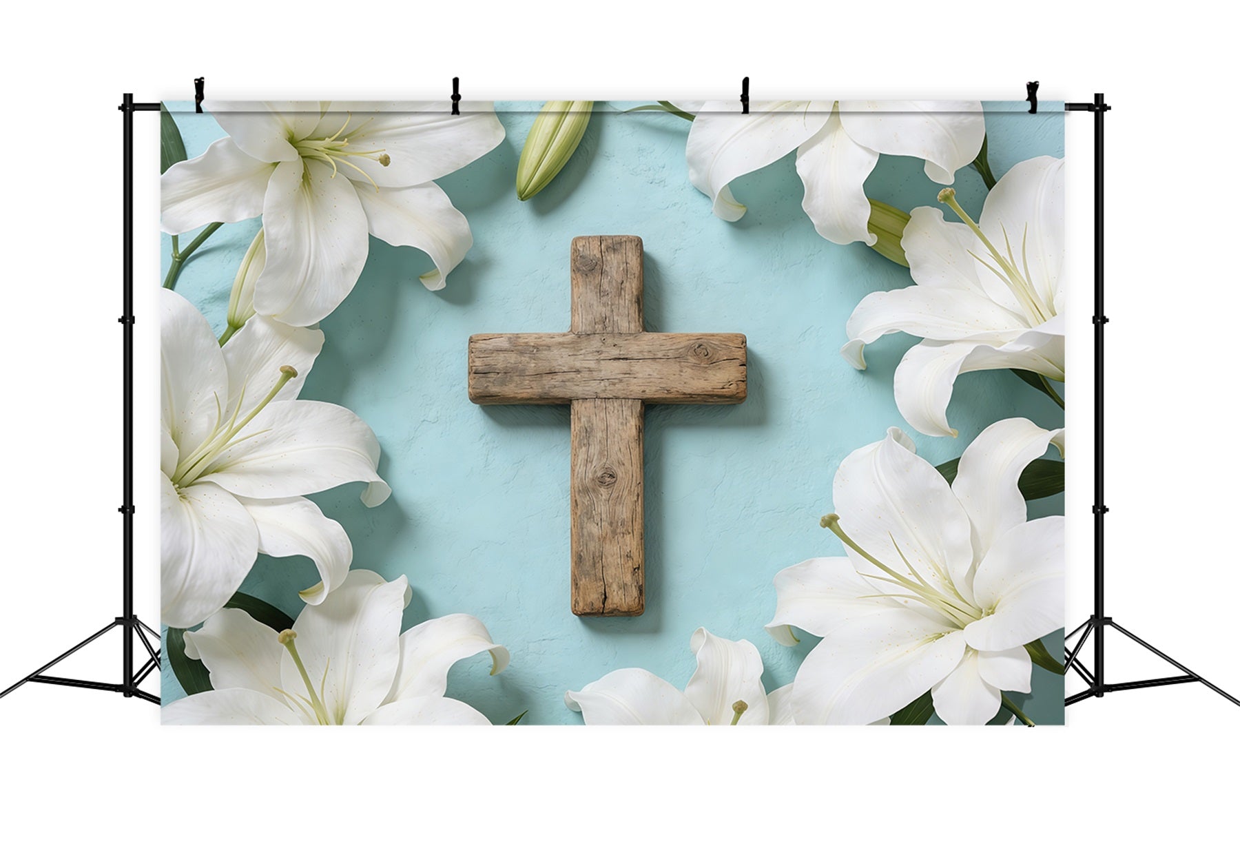 Toile de fond de Pâques Croix Florale Lys Flatlay CSH61-11