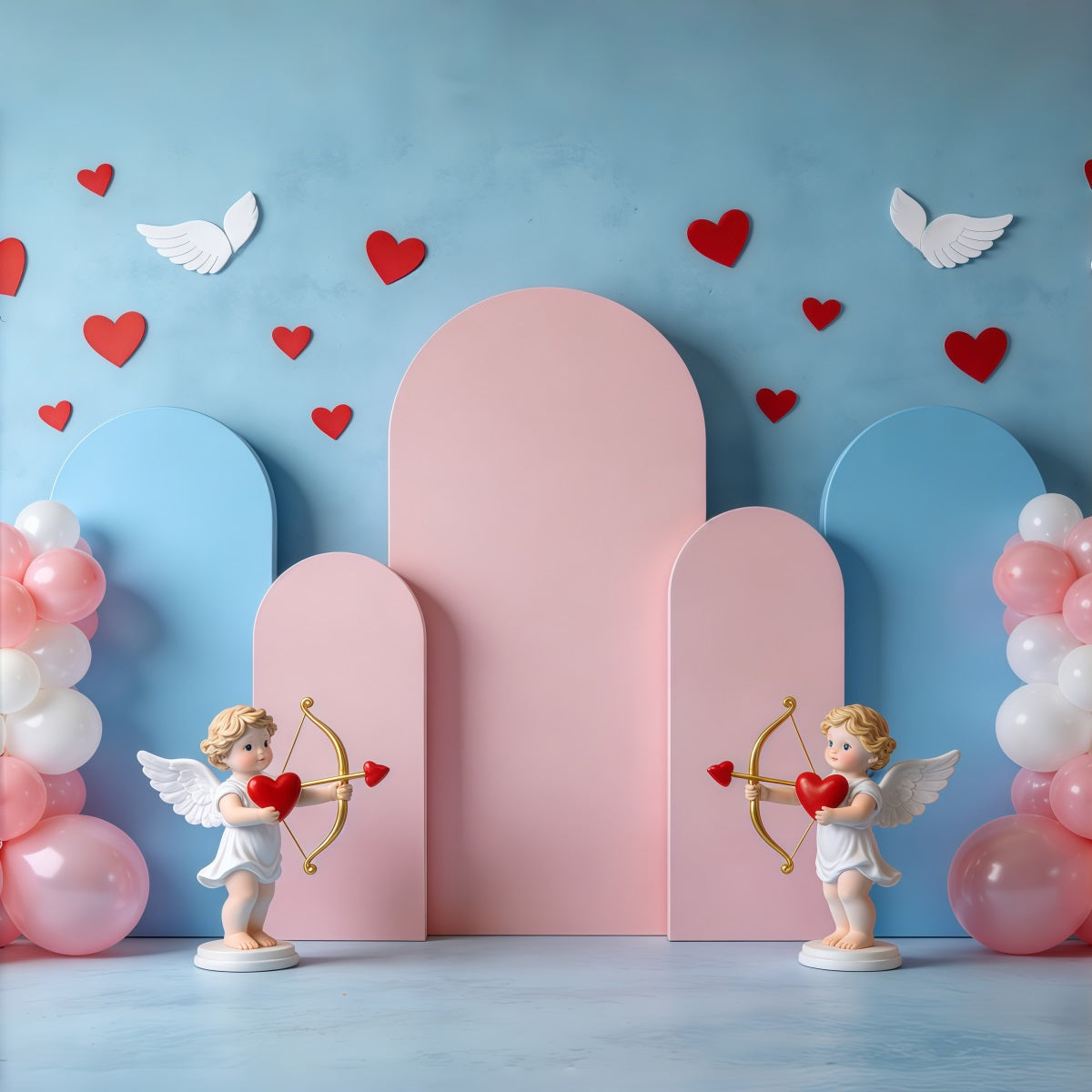 Toile de fond St Valentin Arches Ballons Pastel CSH61-111