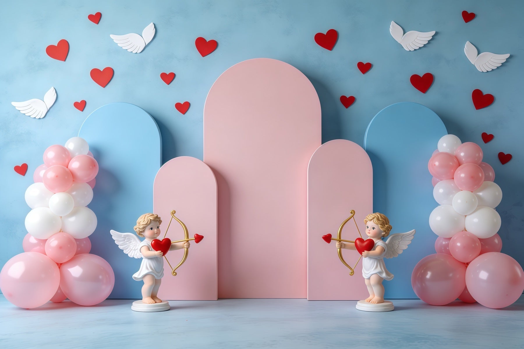 Toile de fond St Valentin Arches Ballons Pastel CSH61-111