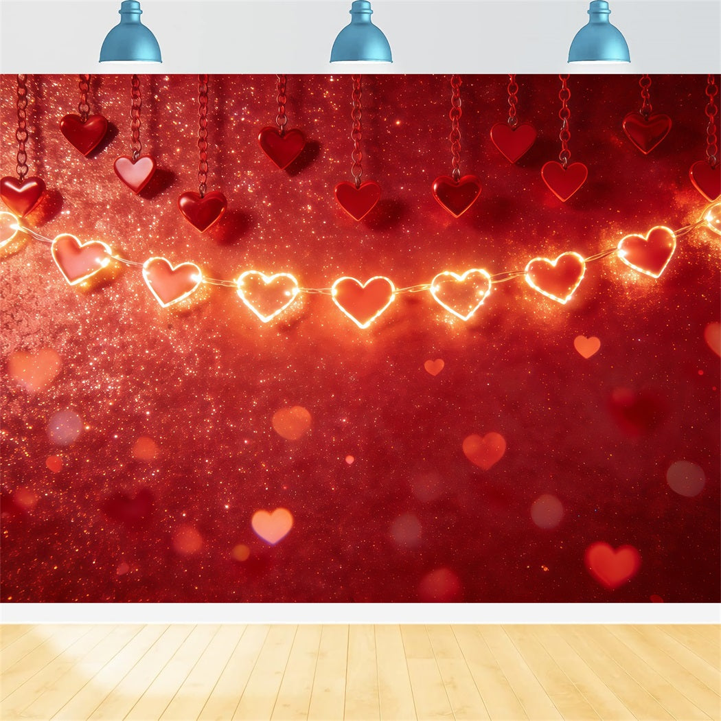 Fond Photo St Valentin Guirlande Cœur Lumineuse CSH61-114