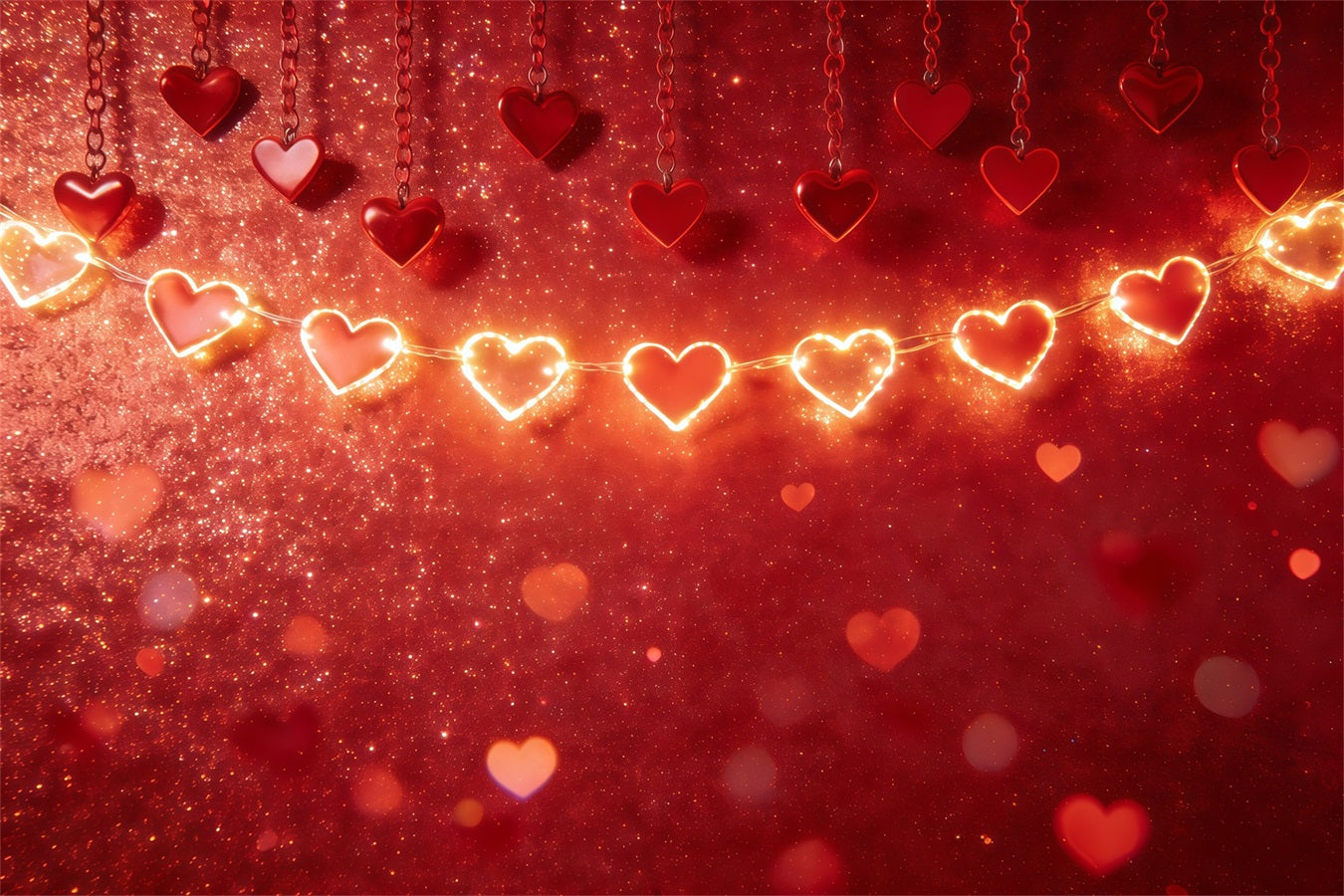 Fond Photo St Valentin Guirlande Cœur Lumineuse CSH61-114