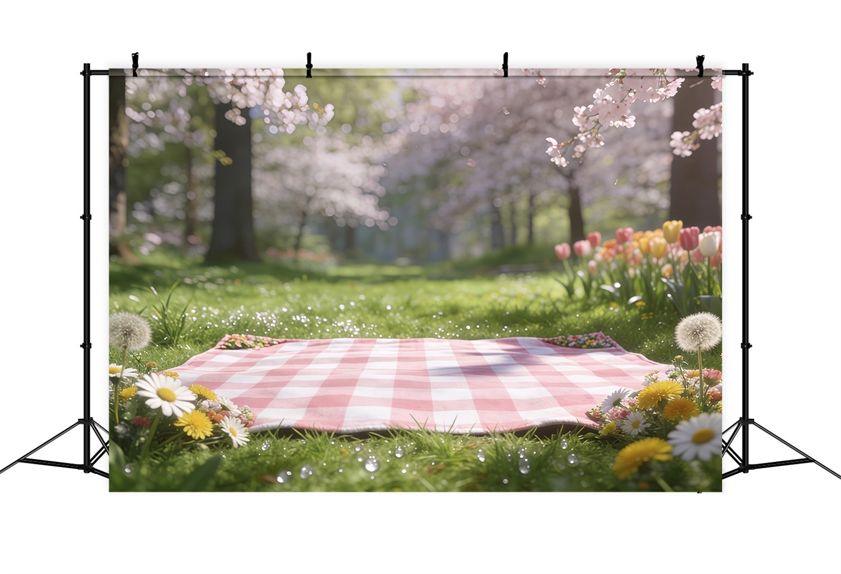 Fond Studio Photo Floral Prairie Pique-Nique Fleurs Cerisier CSH61-127