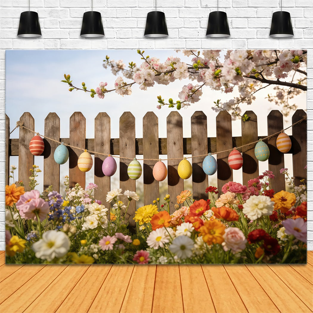 Fond Studio Photo Printemps Clôture Jardin Œufs Peints CSH61-131