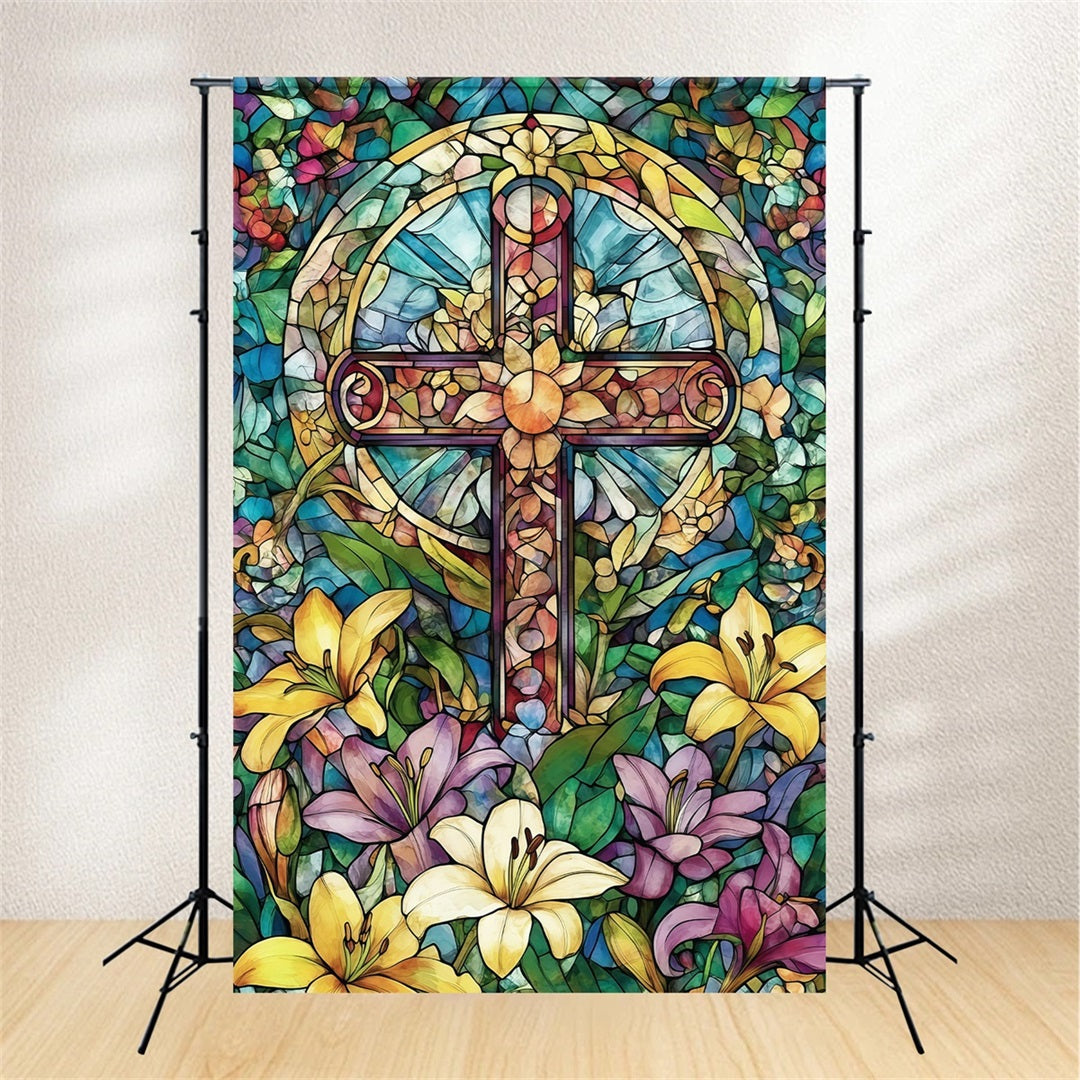 Toile de fond Pâques Croix Florale Église Gothique CSH61-14