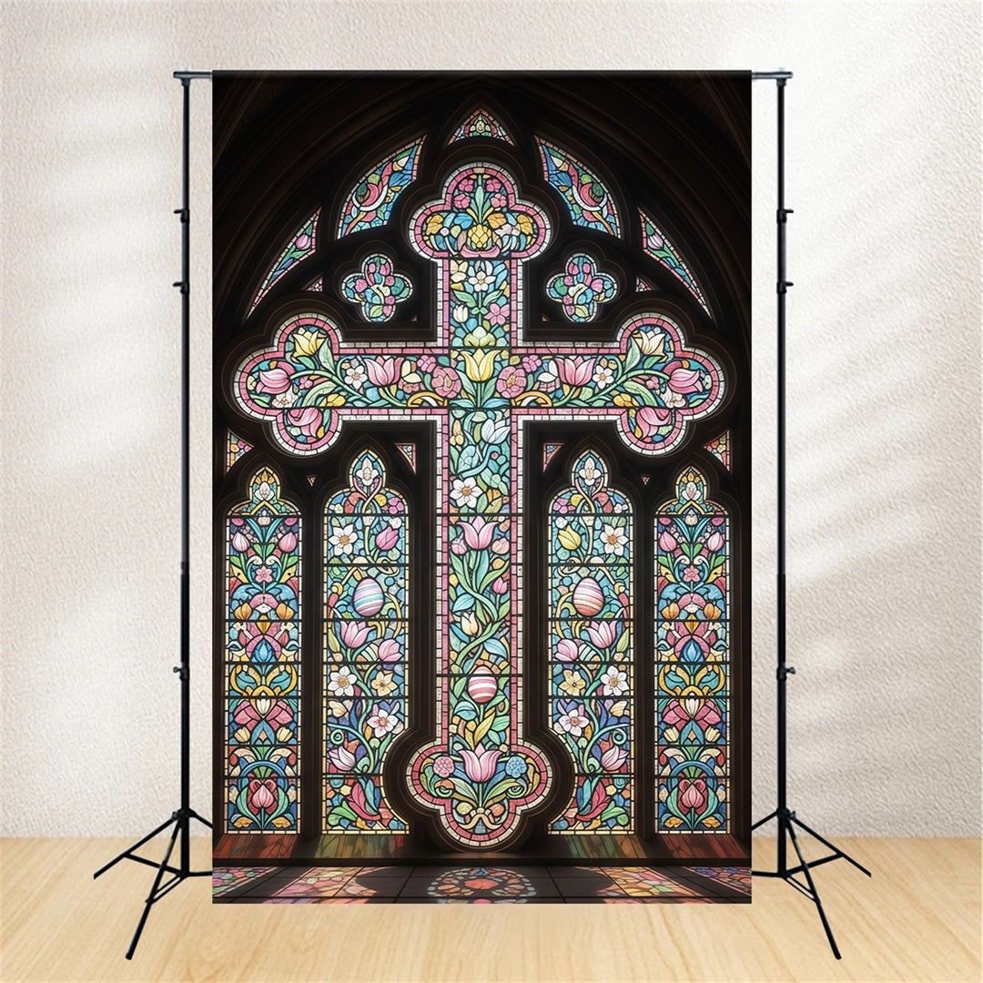 Toile de fond de Pâques Croix Cathédrale Gothique Ornée CSH61-15