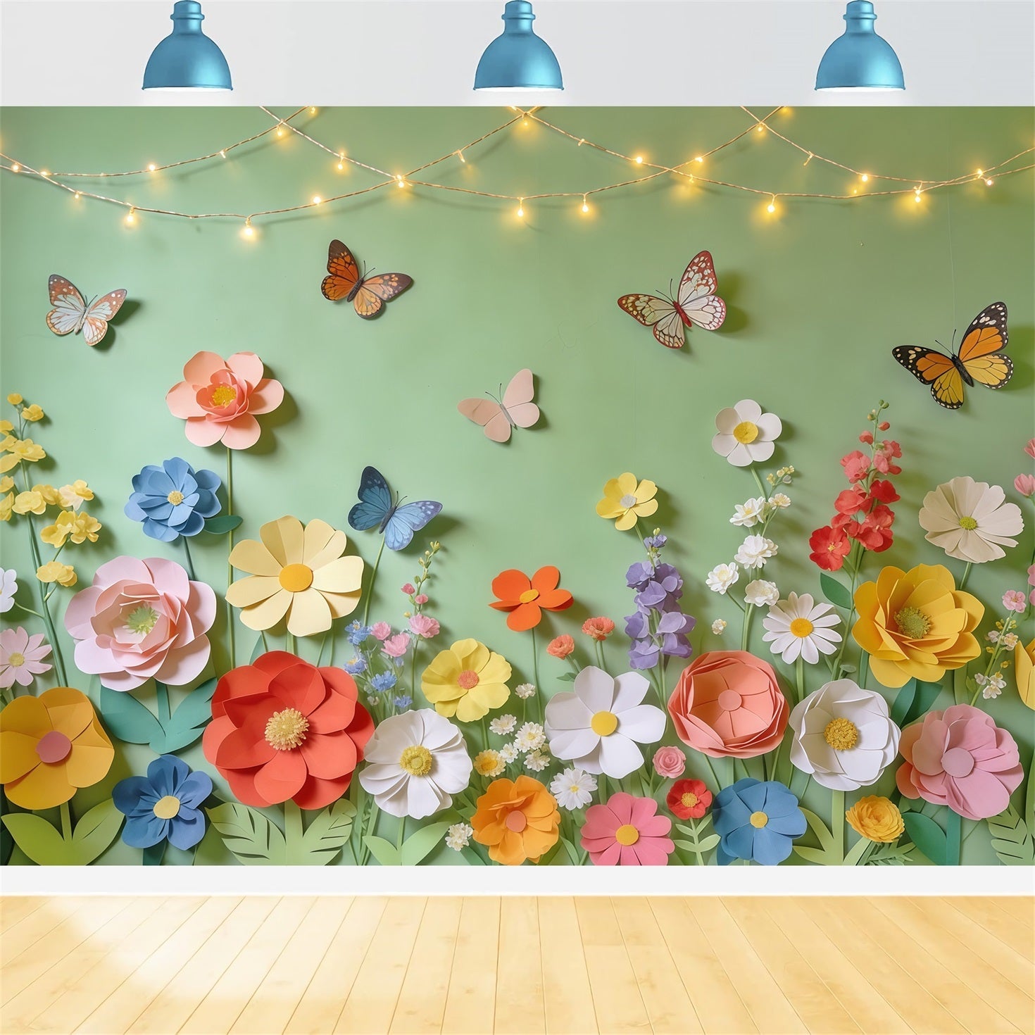 Toile de fond Photo Fleur Jardin Fleurs Papillons Lumières CSH61-160