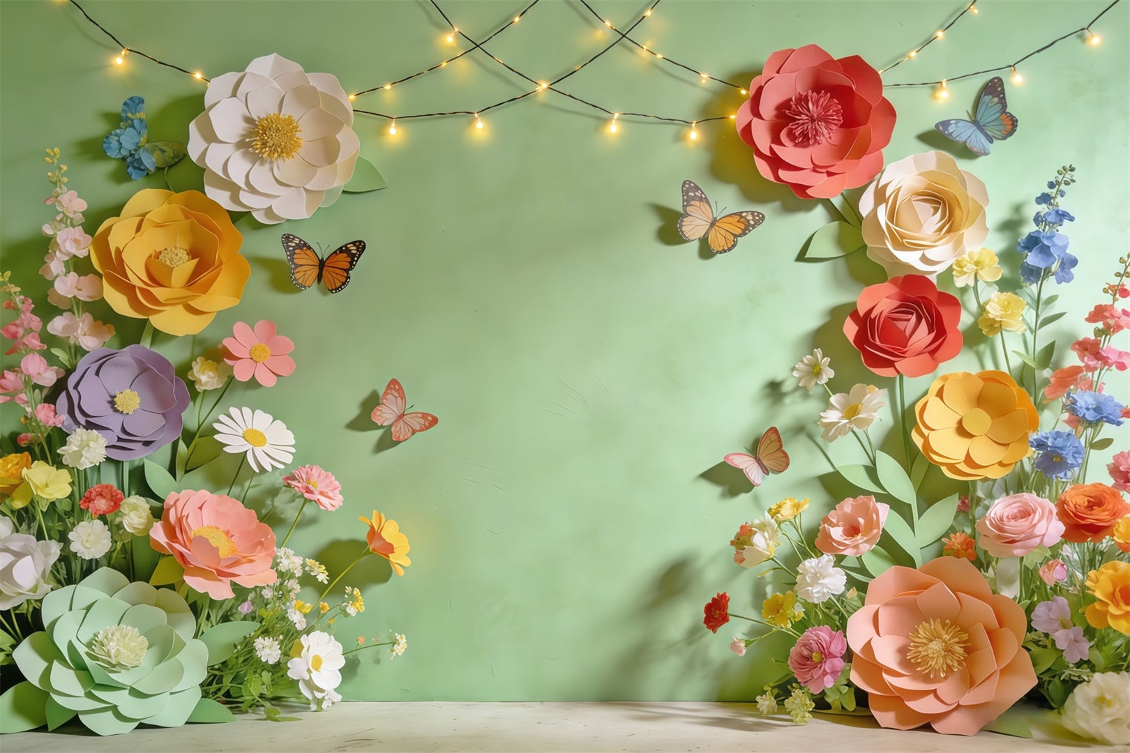 Fond Photo Floral Cadre Fleurs Pastel Papillon CSH61-161