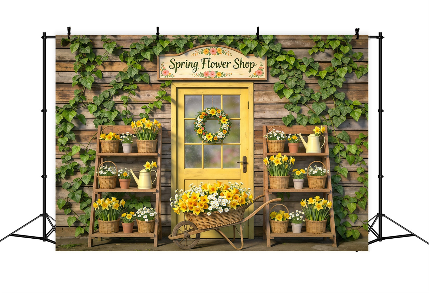 Fond Photo Floral Porte Jaune Paniers Floraux CSH61-169