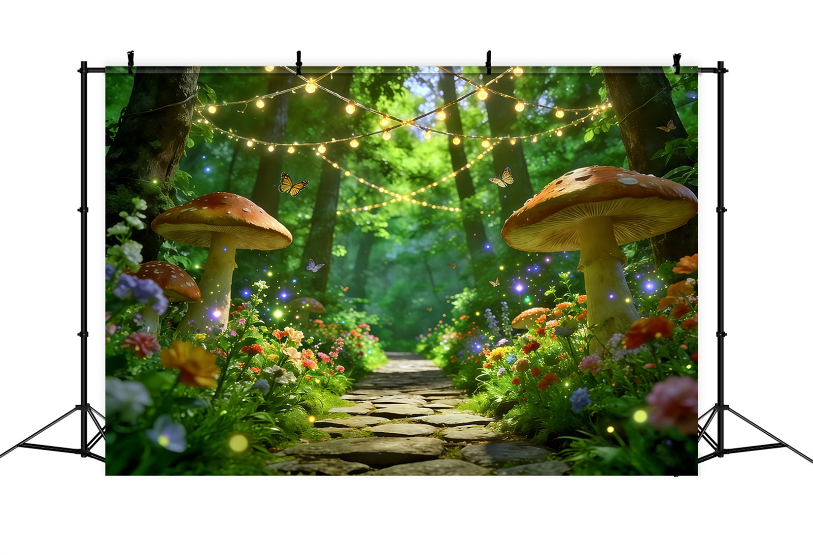 Toile de fond Fleur Chemin Lumière Champignons Enchanté CSH61-170