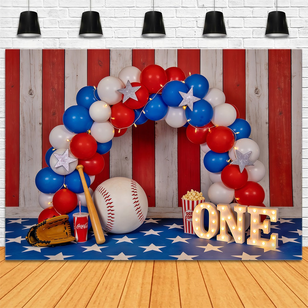 Fond Studio Photo Baseball Arche Ballons Premier Anniversaire CSH61-173