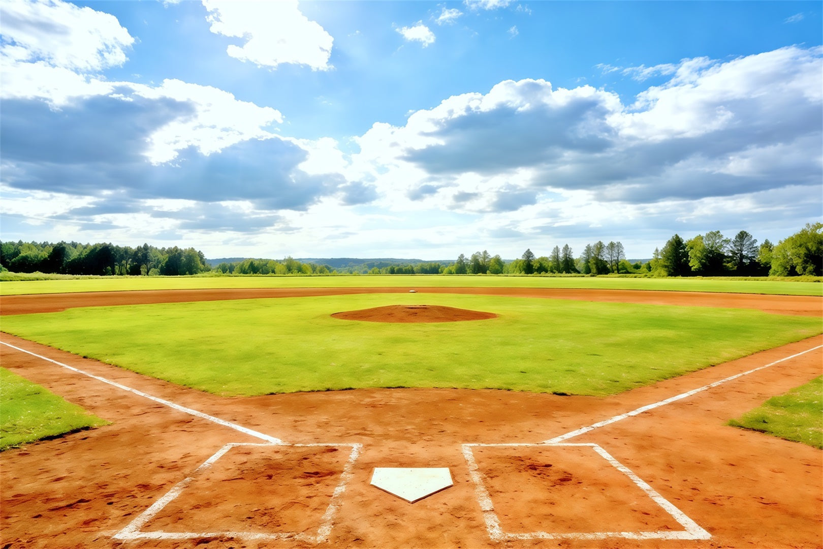 Toile de fond Baseball Terrain Home Plate Ensoleillé CSH61-176