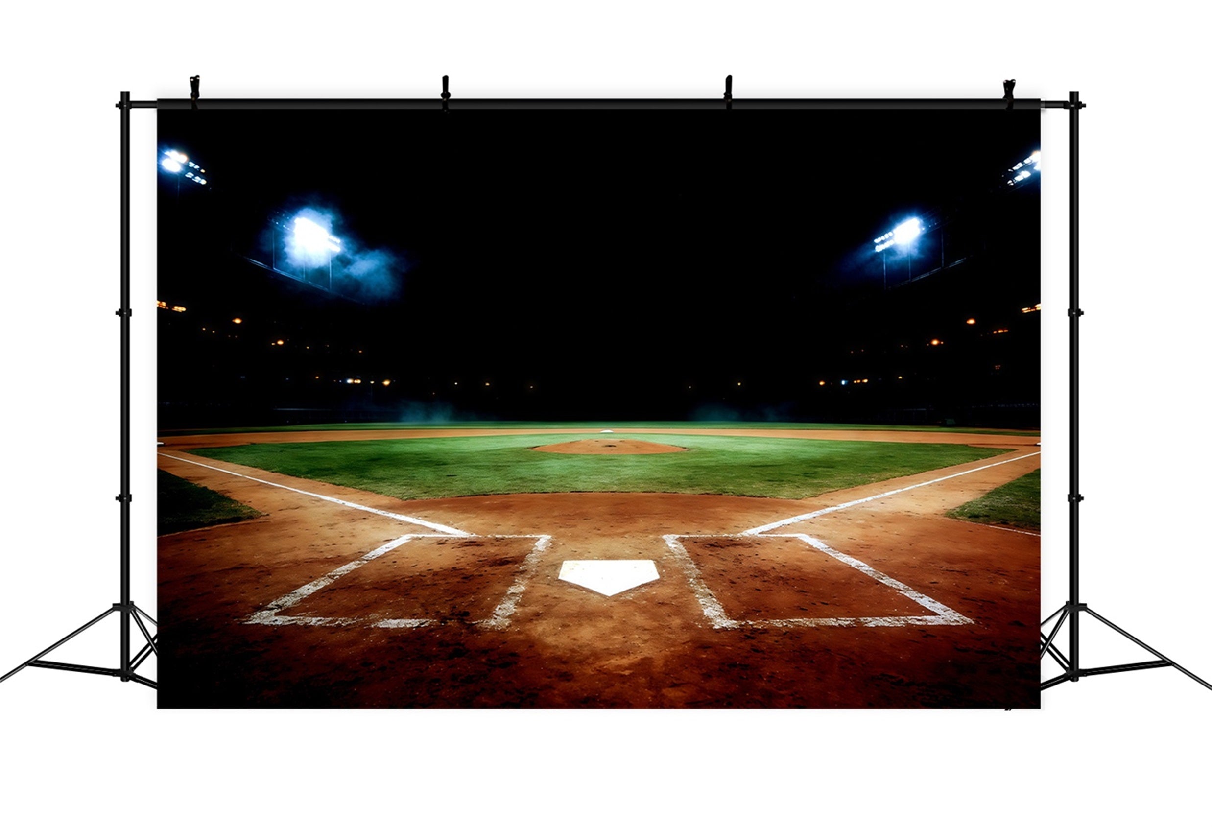 Fond Studio Photo Baseball Home Plate Stade Nuit CSH61-177
