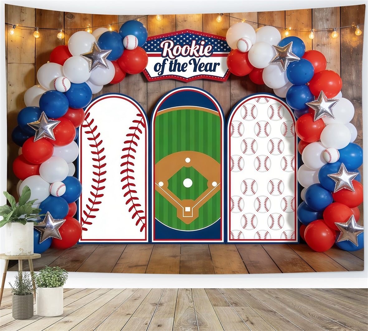 Fond Studio Photo Baseball Arche Ballons Année Recrue CSH61-189