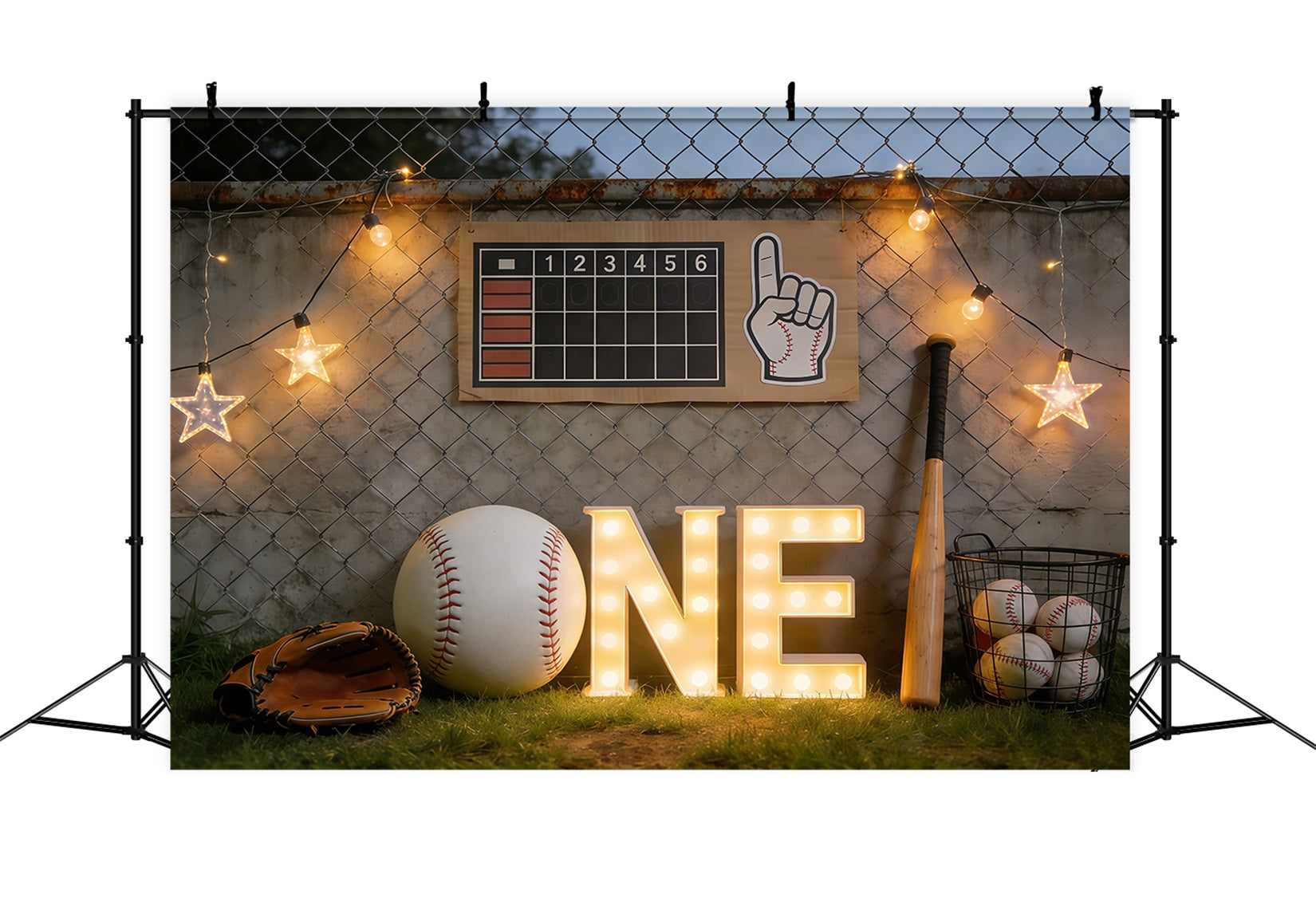 Toile de fond Photo Baseball Lumières Abri Premier Anniversaire CSH61-194