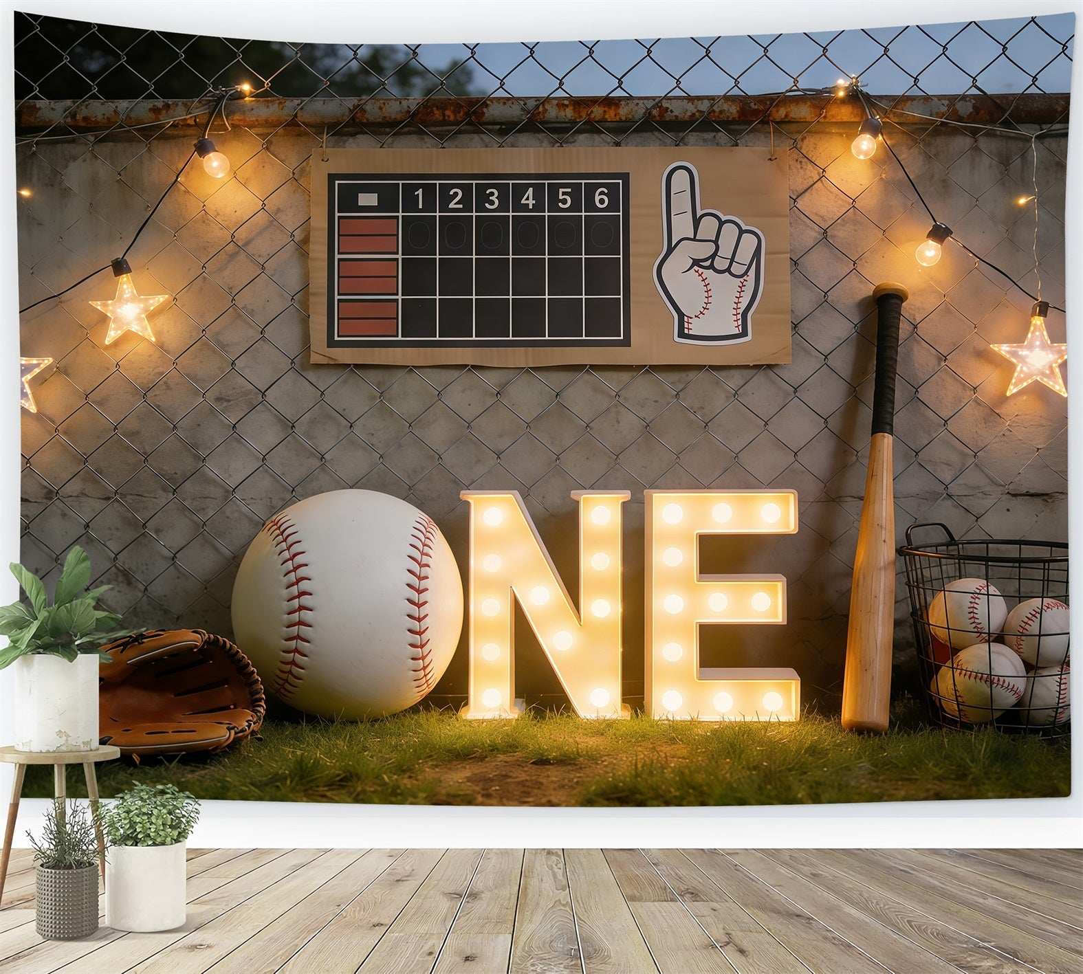 Toile de fond Photo Baseball Lumières Abri Premier Anniversaire CSH61-194