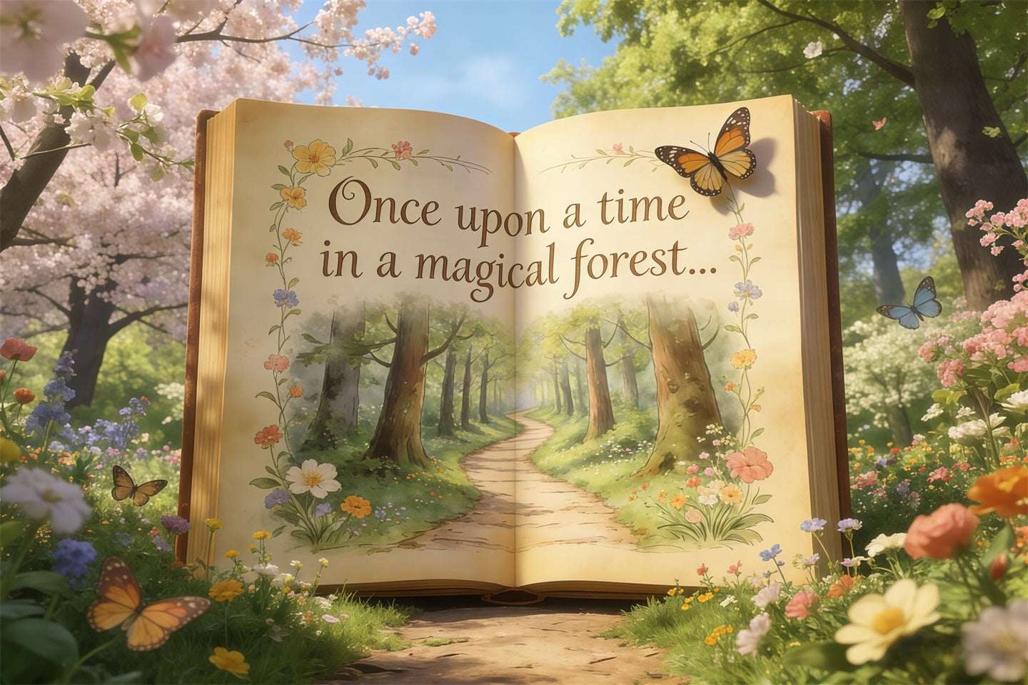 Toile de Fond Forêt de Conte de Fées Livre Ouvert Jardin Conte De Fées CSH61-220