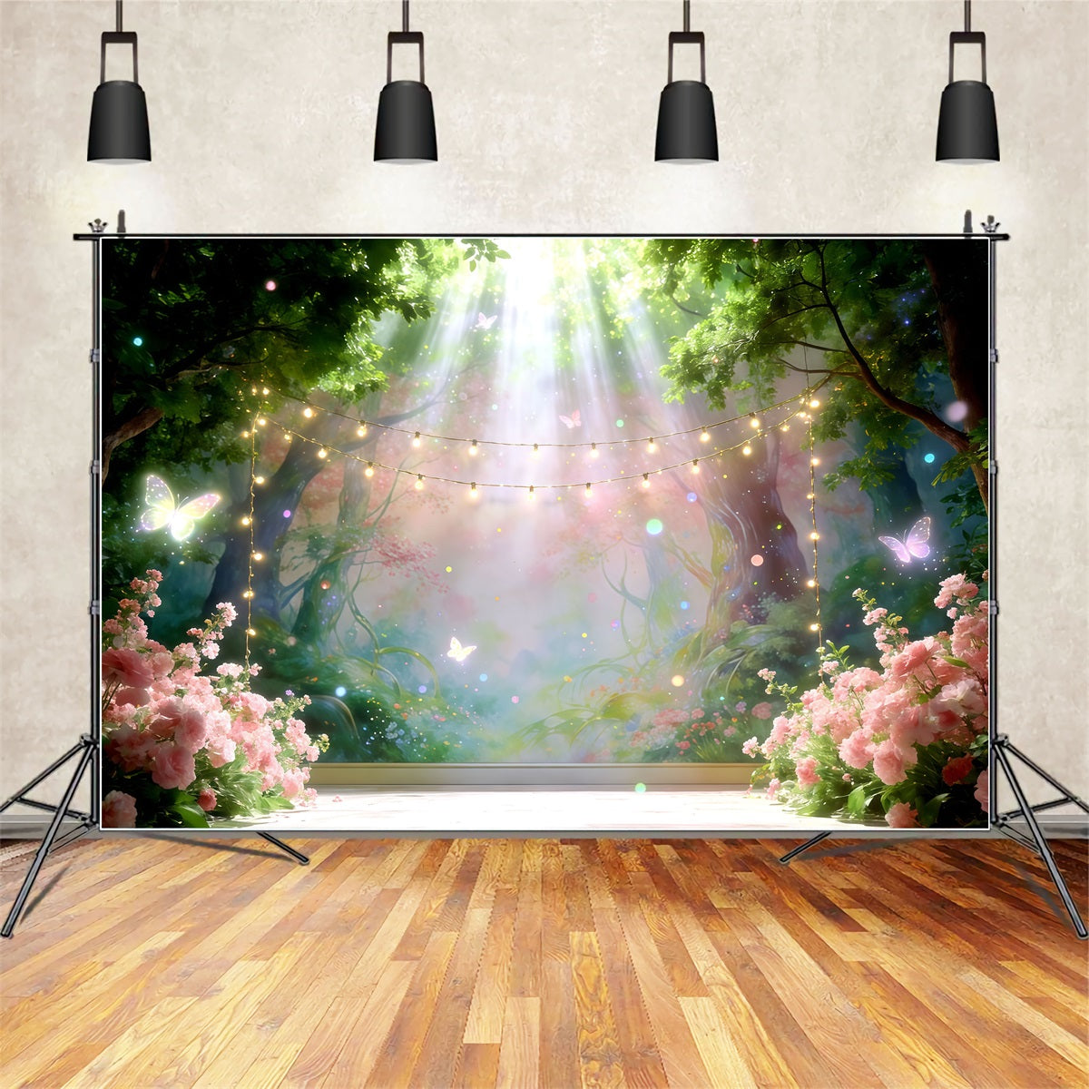 Toile de Fond Thème Forêt Enchantée Scène Forêt Lumières Féerique CSH61-222