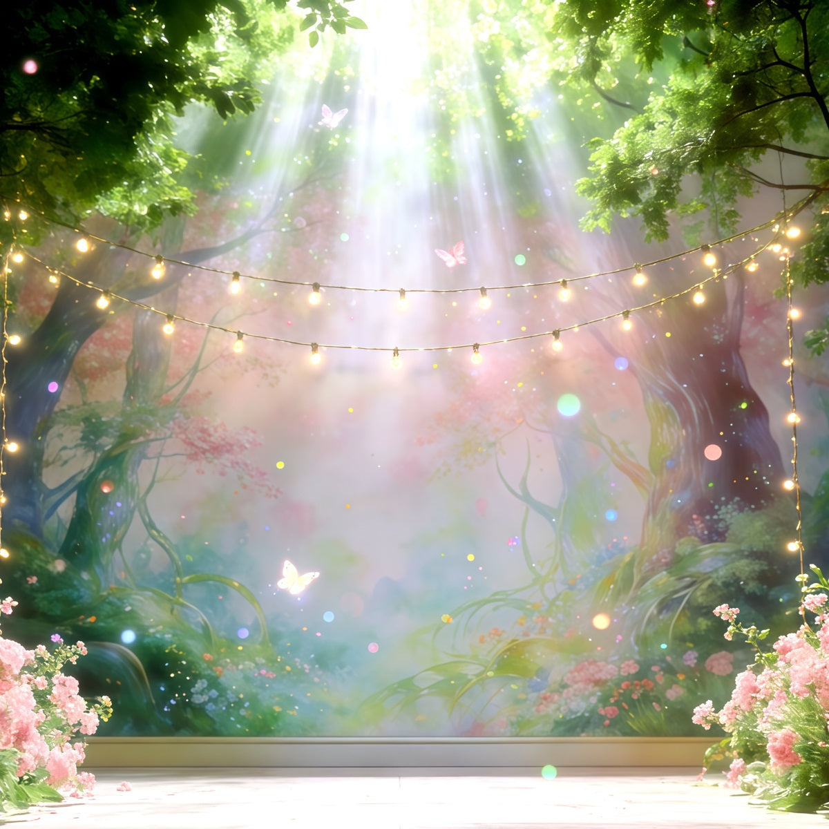 Toile de Fond Thème Forêt Enchantée Scène Forêt Lumières Féerique CSH61-222