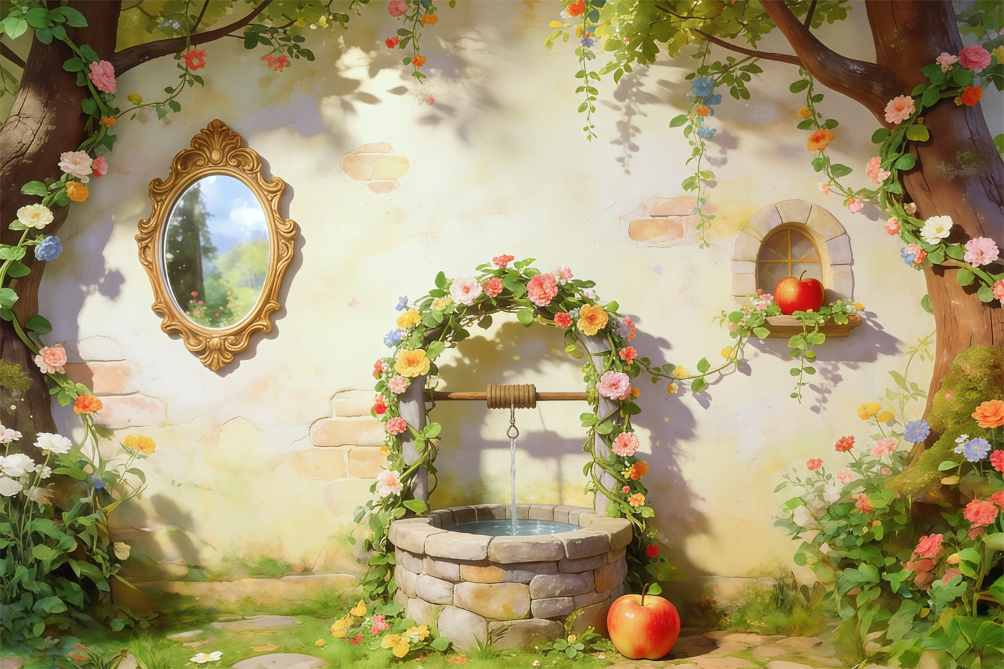 Fond Studio Forêt Fantastique Jardin Enchanté Puits À Souhaits CSH61-225