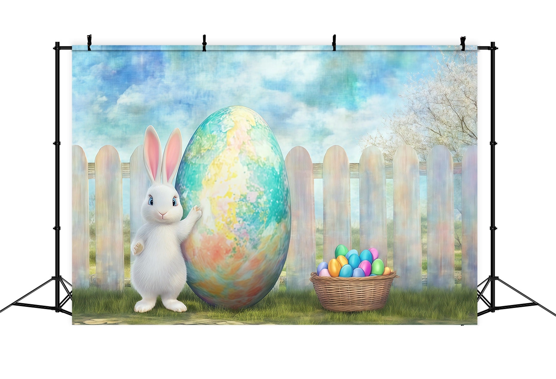 Toile de fond de Pâques Jardin Rustique Œuf Peint Géant CSH61-27