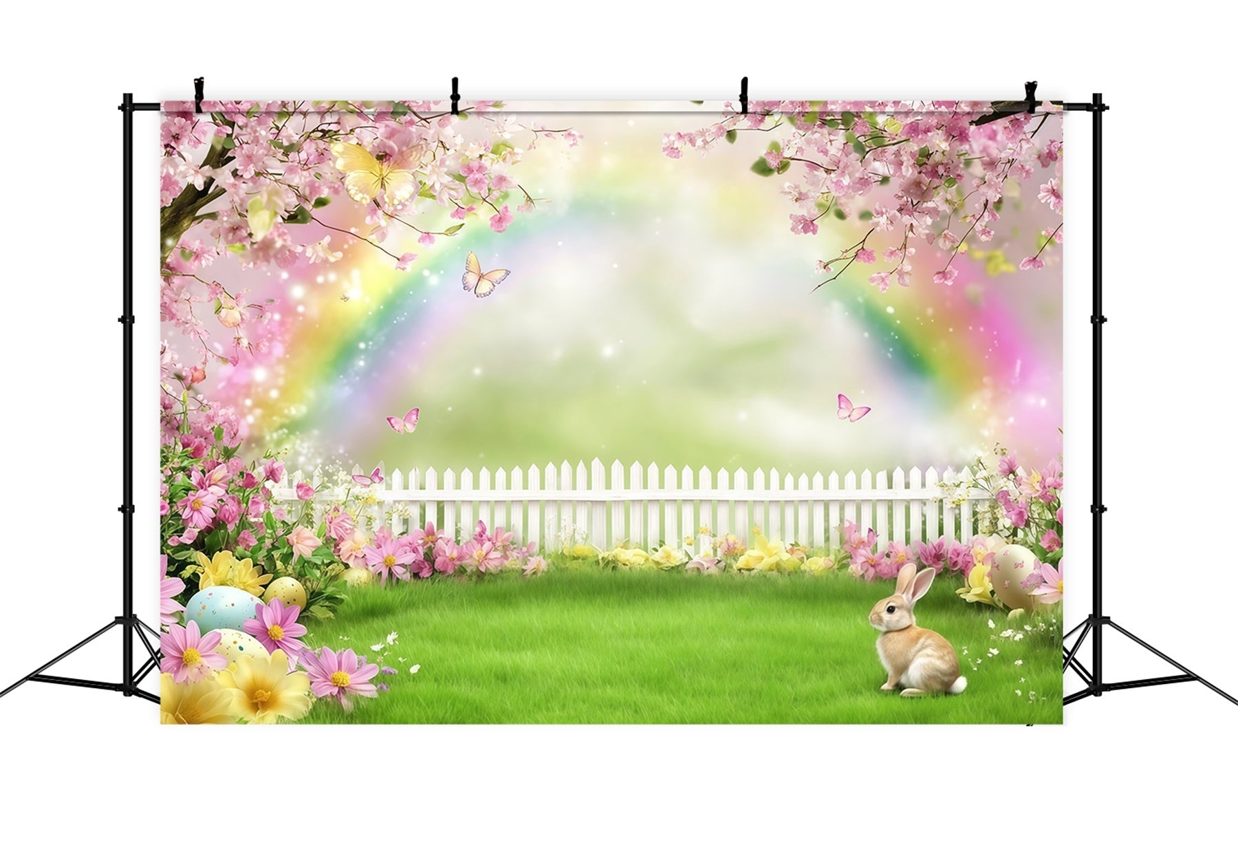 Fond de Pâques Prairie Arc-En-Ciel Fleurs Épanouies CSH61-36