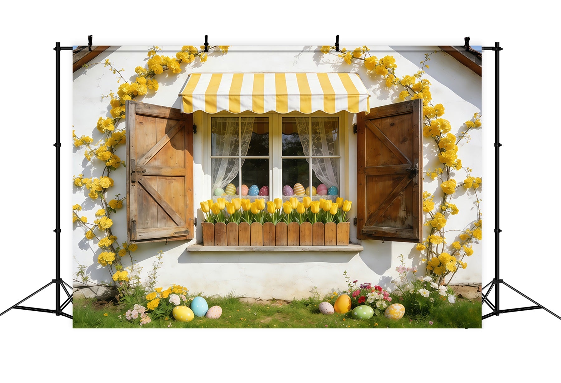 Fond Photo Pâques Fenêtre Cottage Store Jaune CSH61-41