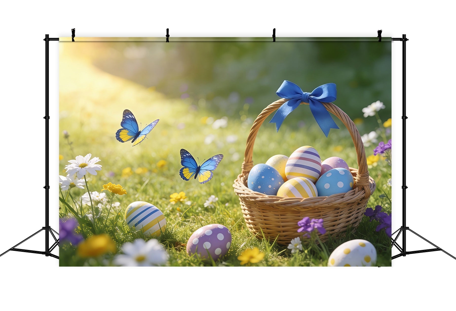 Toile de fond de Pâques Œuf Papillon Prairie Lumière CSH61-59