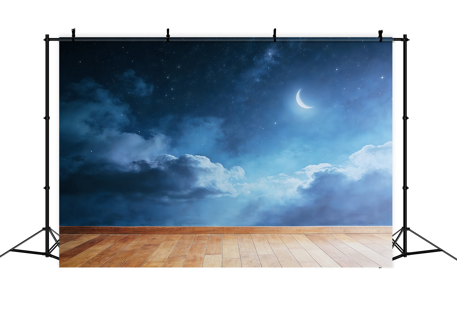 Toile de fond Nuages Lune Croissant Étoile Sol CSH62-114
