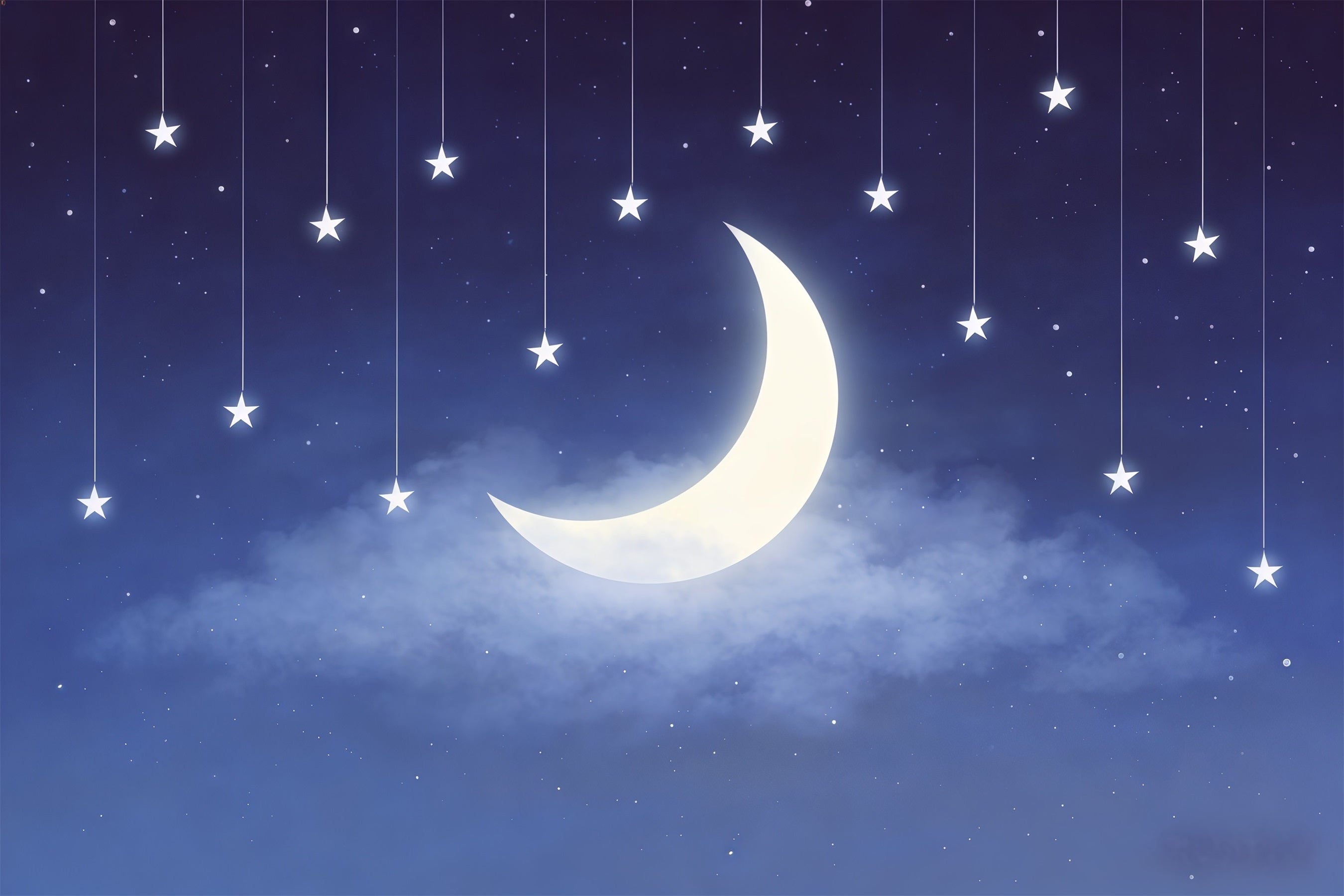 Fond Studio Ciel Guirlande Lune Croissant Étoiles Ciel CSH62-123