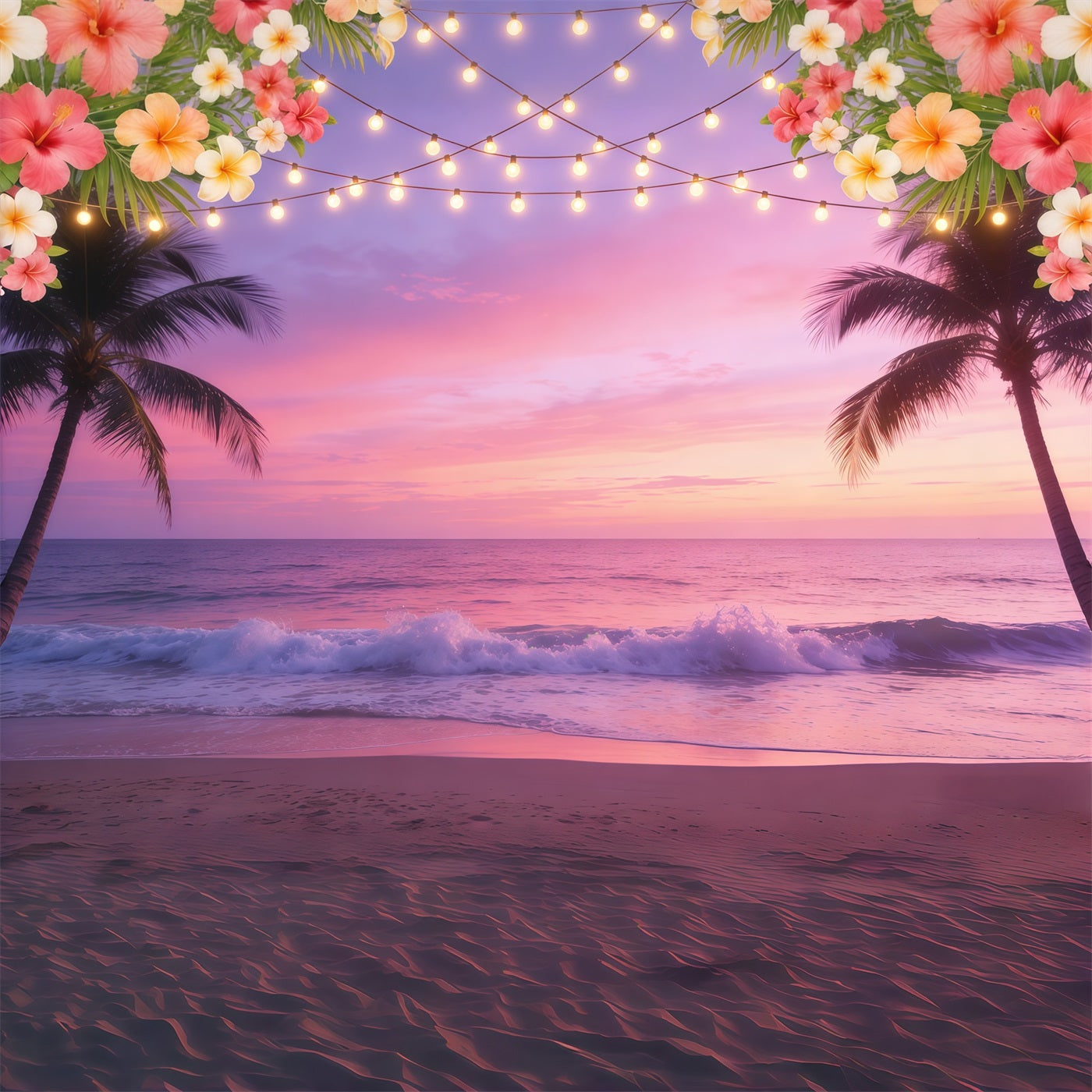 Toile de fond Ciel Plage Tropicale Lumières Coucher Soleil CSH62-126