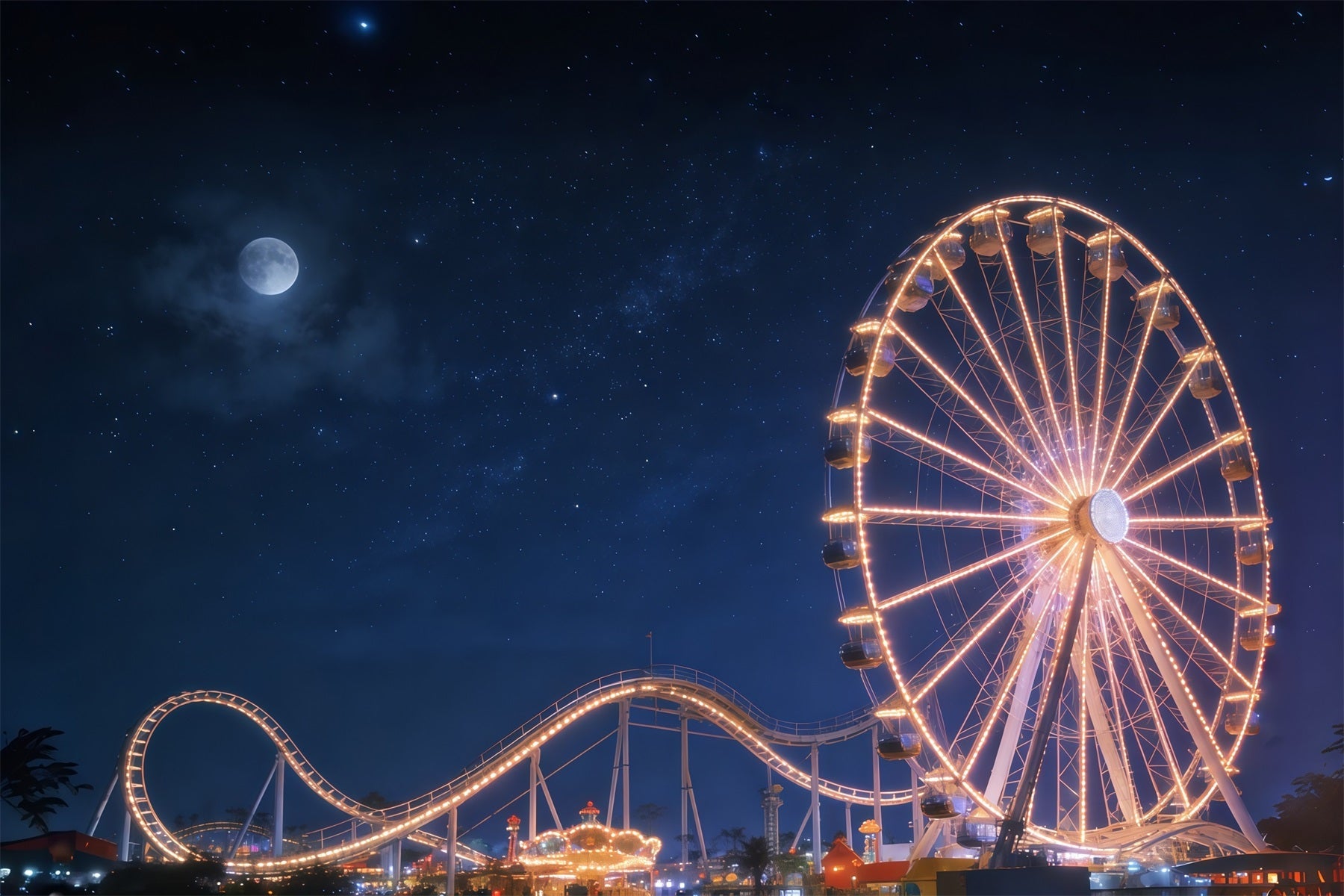 Fond Studio Ciel Grande Roue Lune Parc D’Attractions CSH62-129