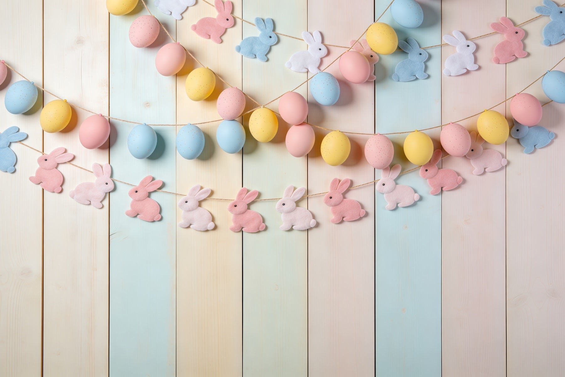 Toile de fond Photo Pâques Guirlande Lapin Bois Pastel CSH62-70