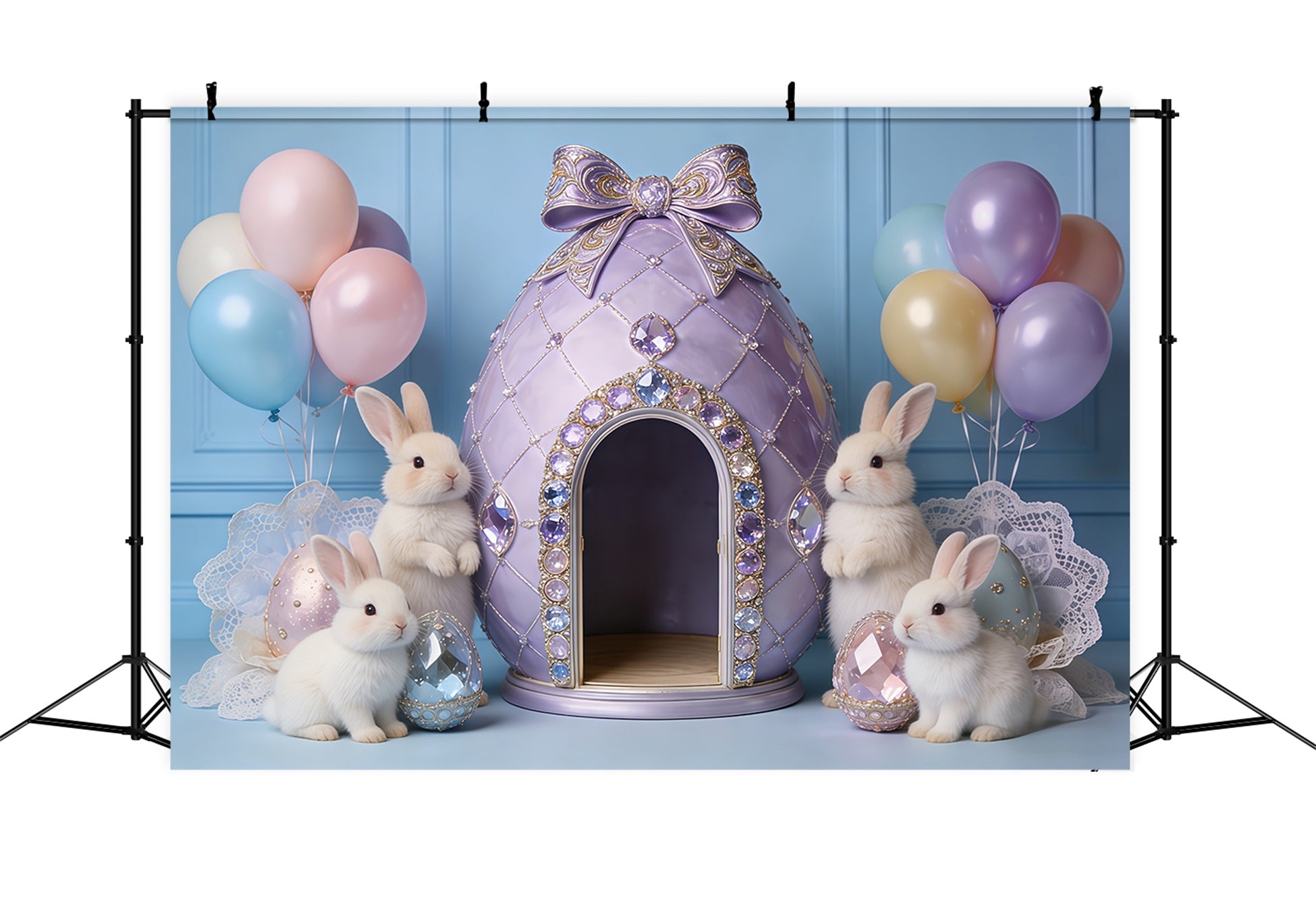 Fond Photo Pâques Maison Œuf Bijou Lapin CSH62-85