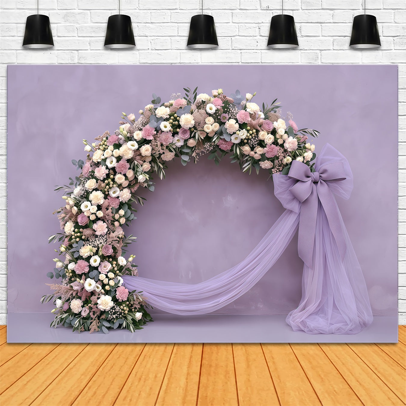 Fond Fête des Mères Œillets Lavande Nœud Floral Drapé CSH63-51