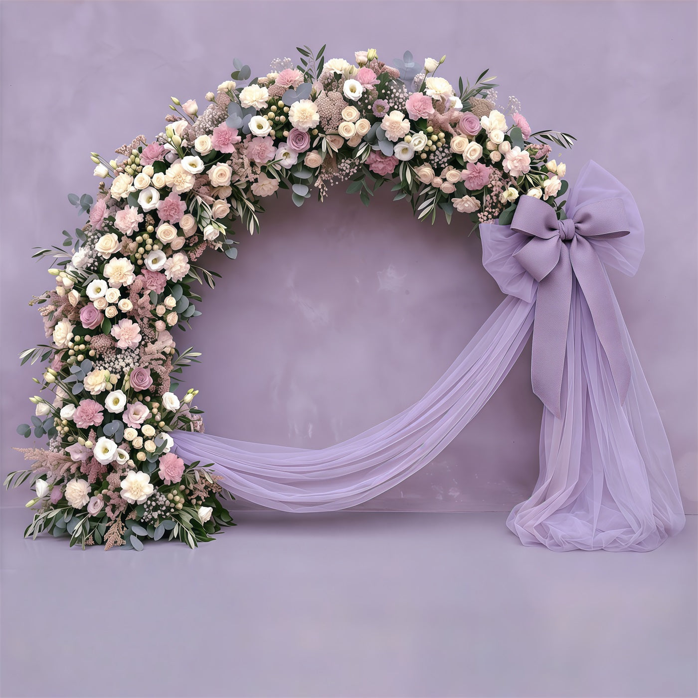 Fond Fête des Mères Œillets Lavande Nœud Floral Drapé CSH63-51