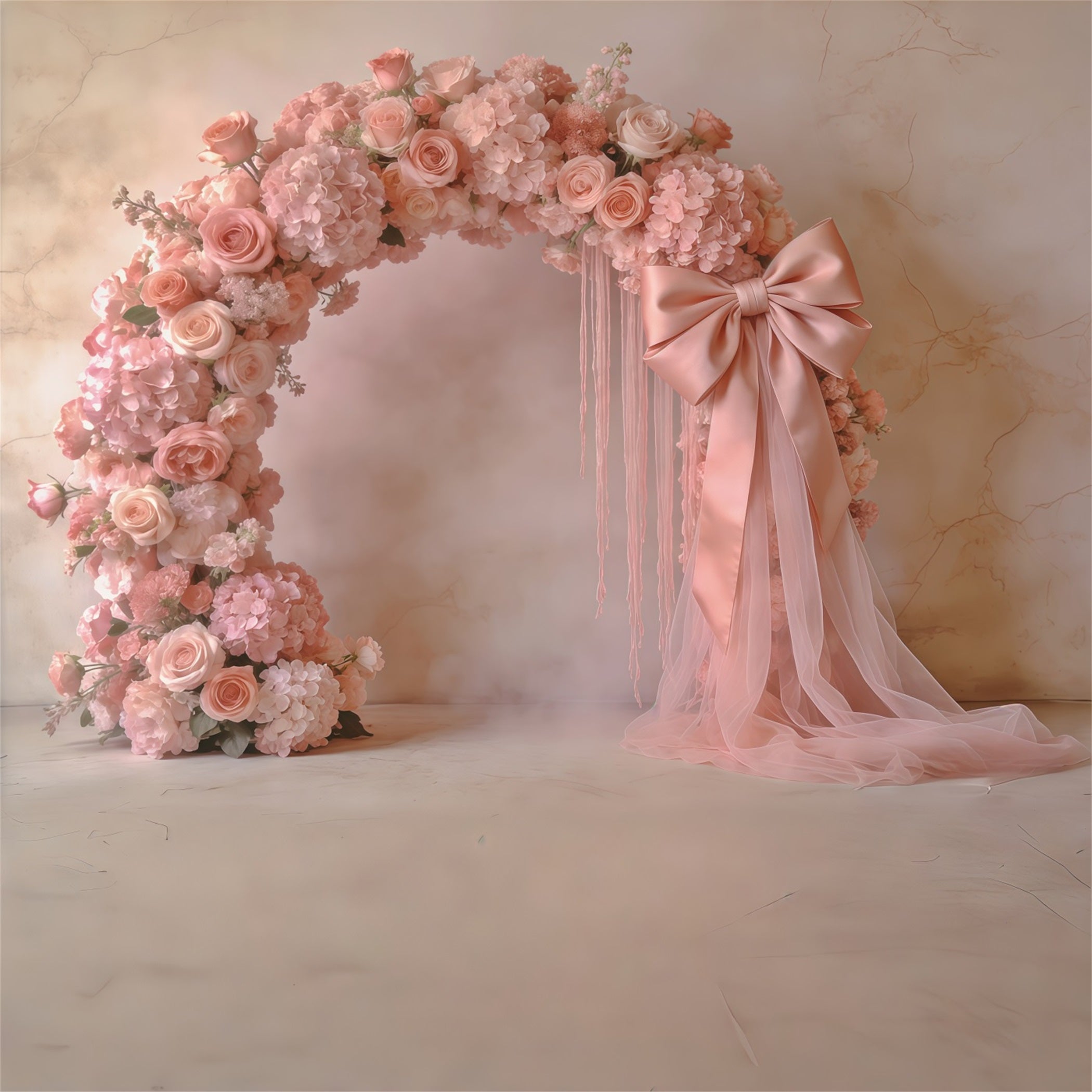 Fond Fête des Mères Œillets Arche Roses Poudrées Nœud CSH63-52