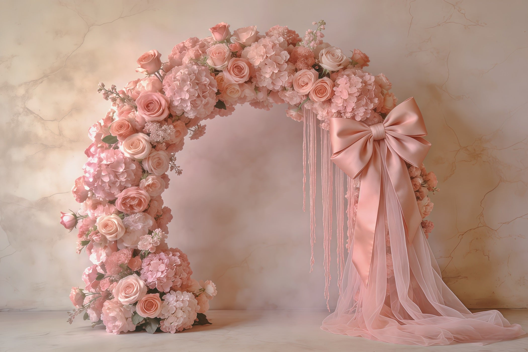 Fond Fête des Mères Œillets Arche Roses Poudrées Nœud CSH63-52