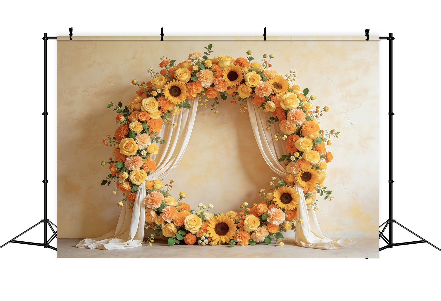 Fond Fête des Mères Couronne Florale Tournesol Rose Cadre Rond CSH63-57