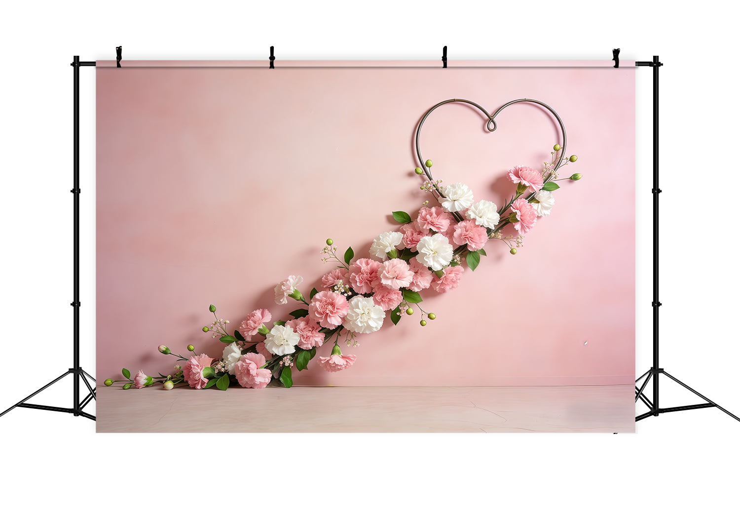 Fond Fête des Mères Couronne Florale Cœur Rose Guirlande d’Œillets CSH63-58