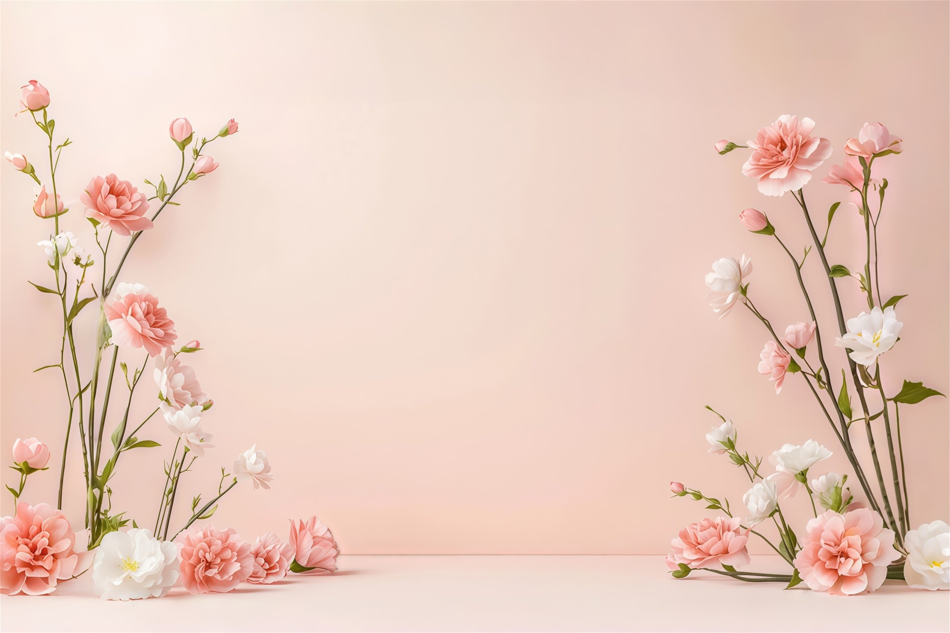 Fond Fête des Mères Couronne Florale Bordure Florale Poudrée Minimaliste CSH63-65