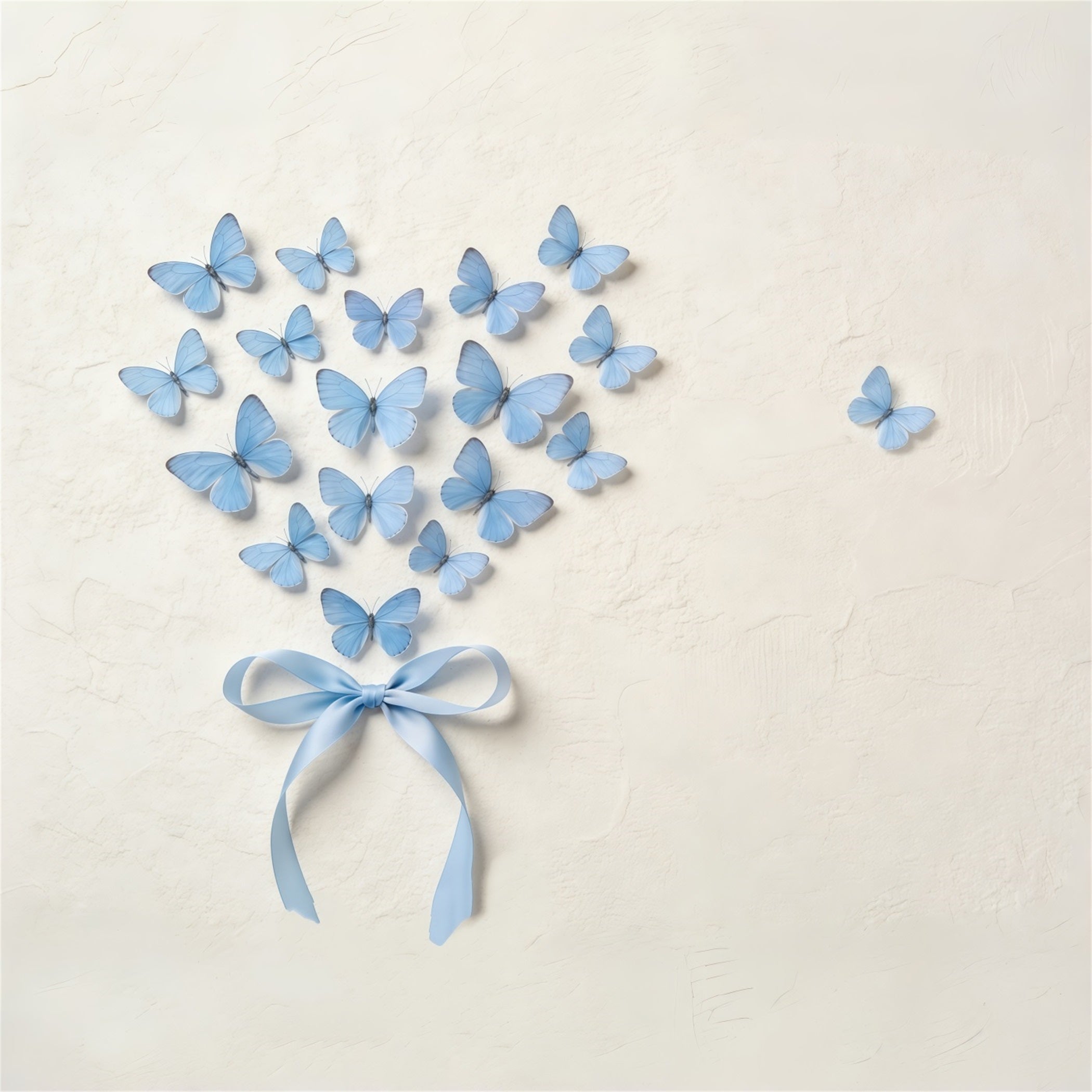 Fond Fête des Mères Nœud Ruban Mur Texturé Cœur Papillons Bleus CSH63-73