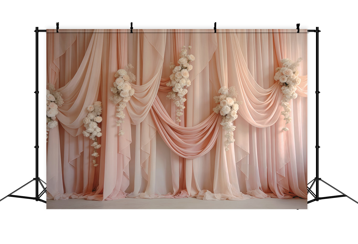 Fond Fête des Mères Voilages Drapés Roses Blanches Poudrées CSH63-75