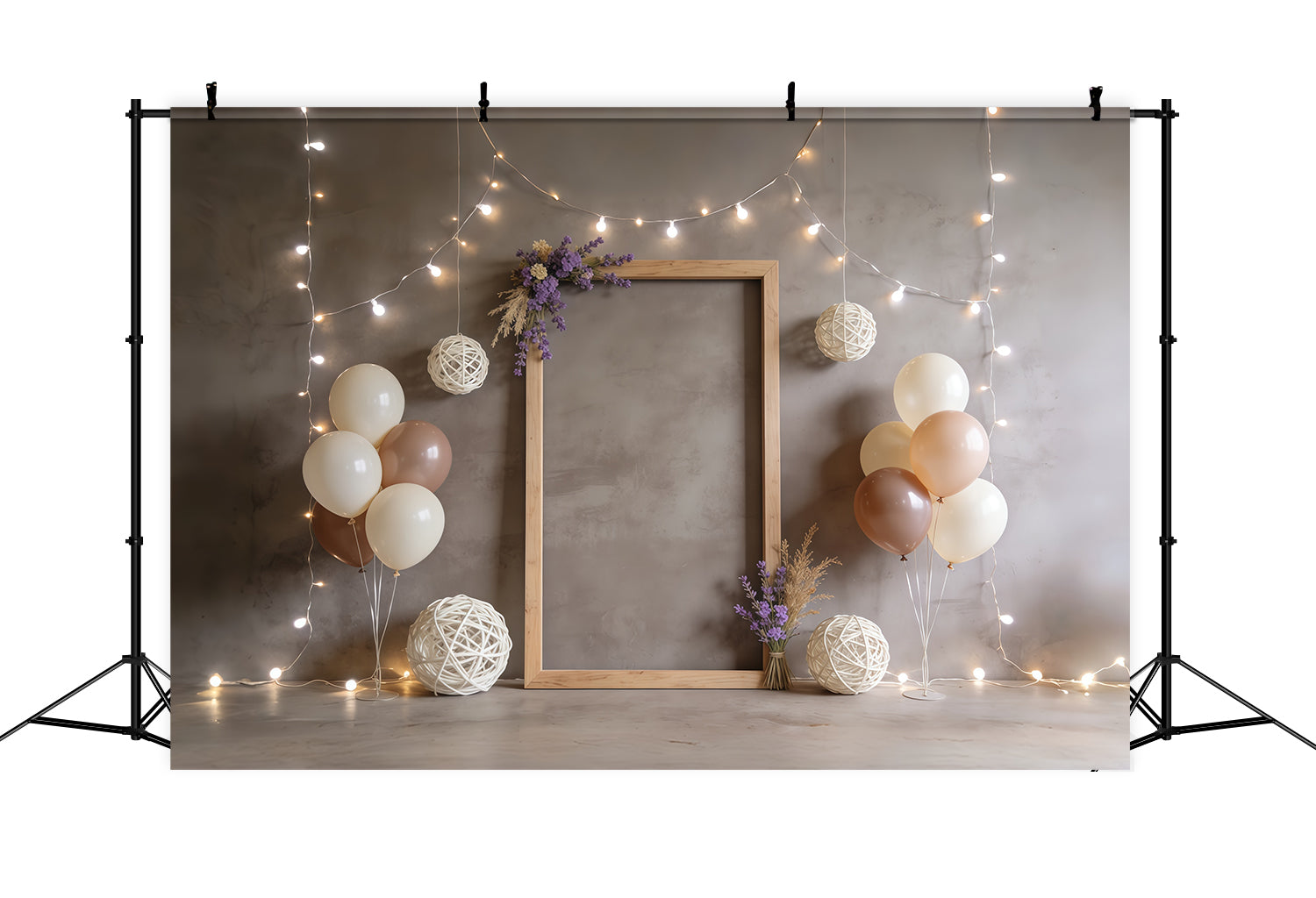 Fond Joyeuse Fête des Mères Bouquet Lavande Cadre Rustique Guirlandes Lumineuses CSH63-85