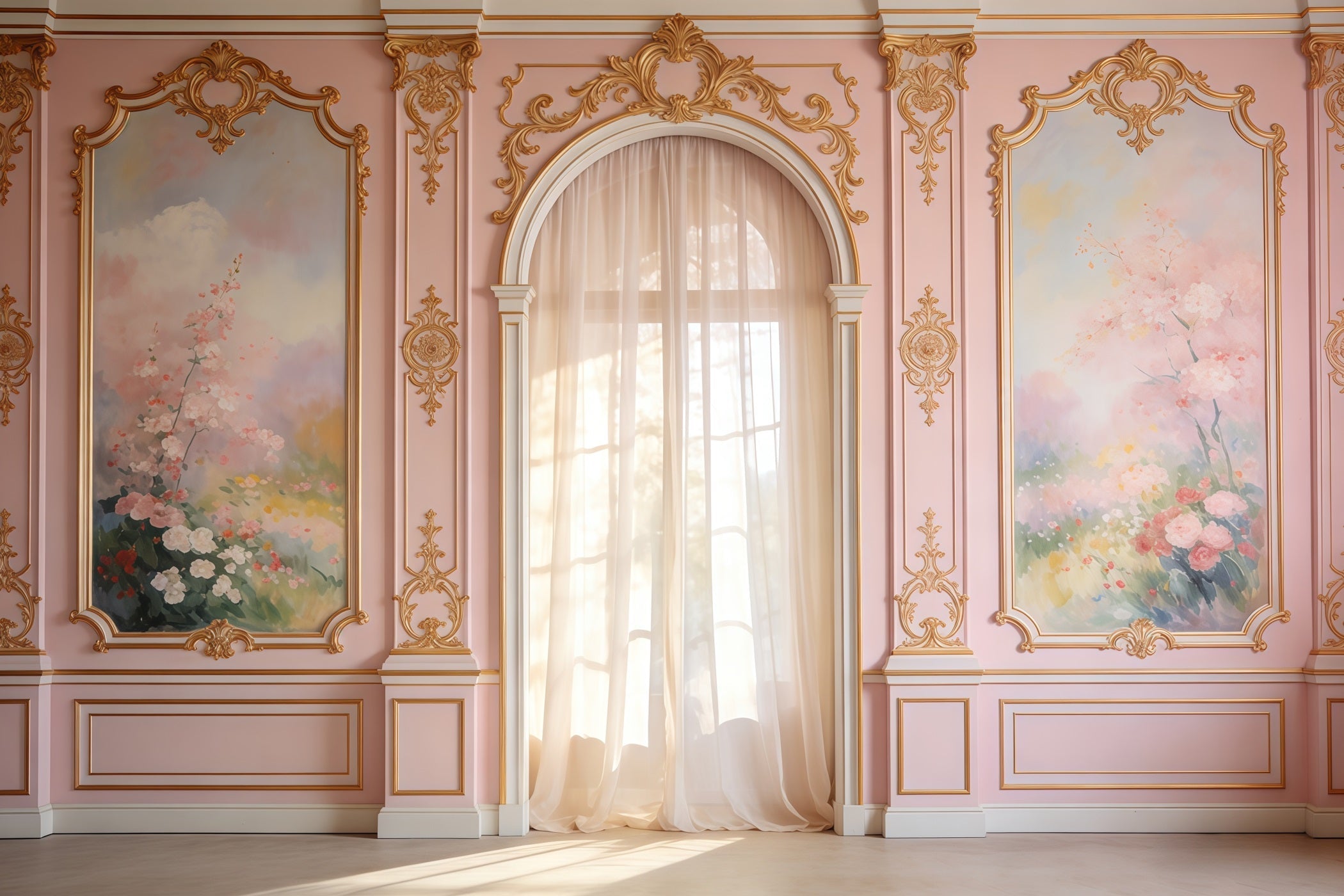 Fond Fête des Mères Floral Rococo Mur Rose Arche Fleurie CSH63-87