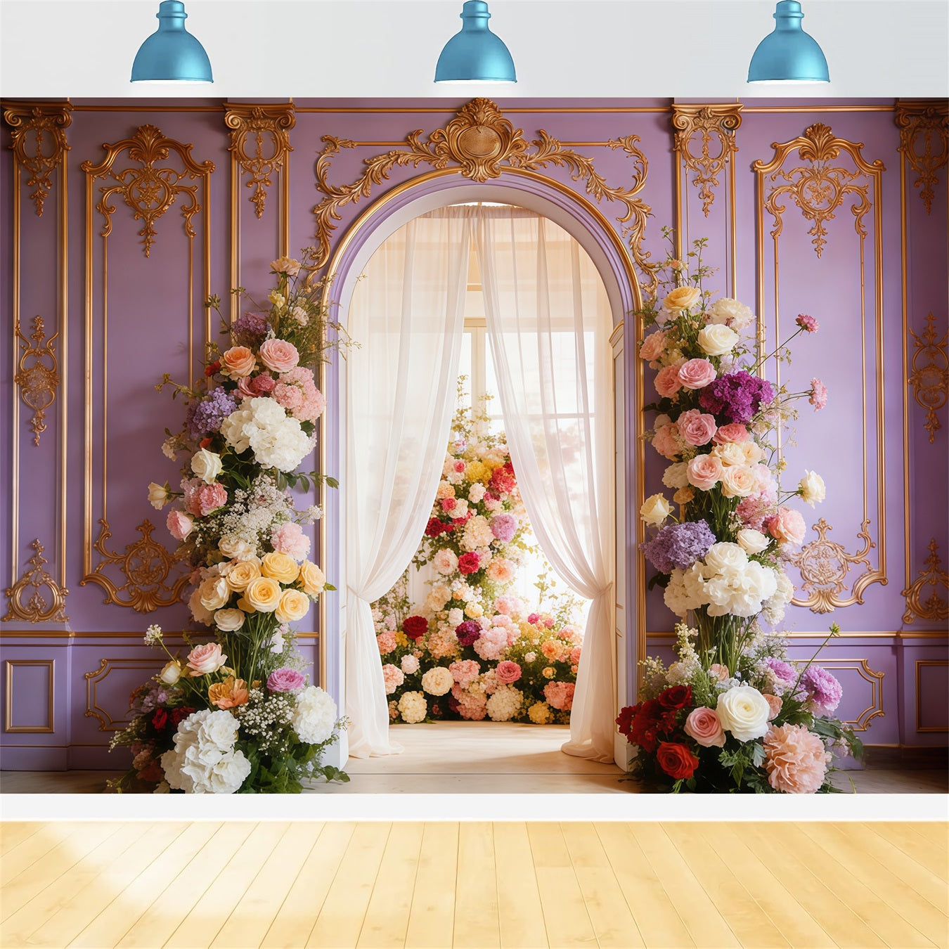 Fond Fête des Mères Floral Rococo Palais Lavande Arche Fleurie CSH63-88