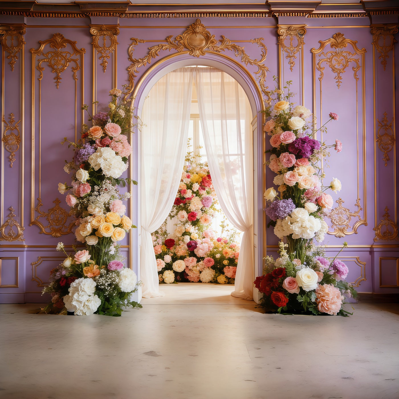 Fond Fête des Mères Floral Rococo Palais Lavande Arche Fleurie CSH63-88