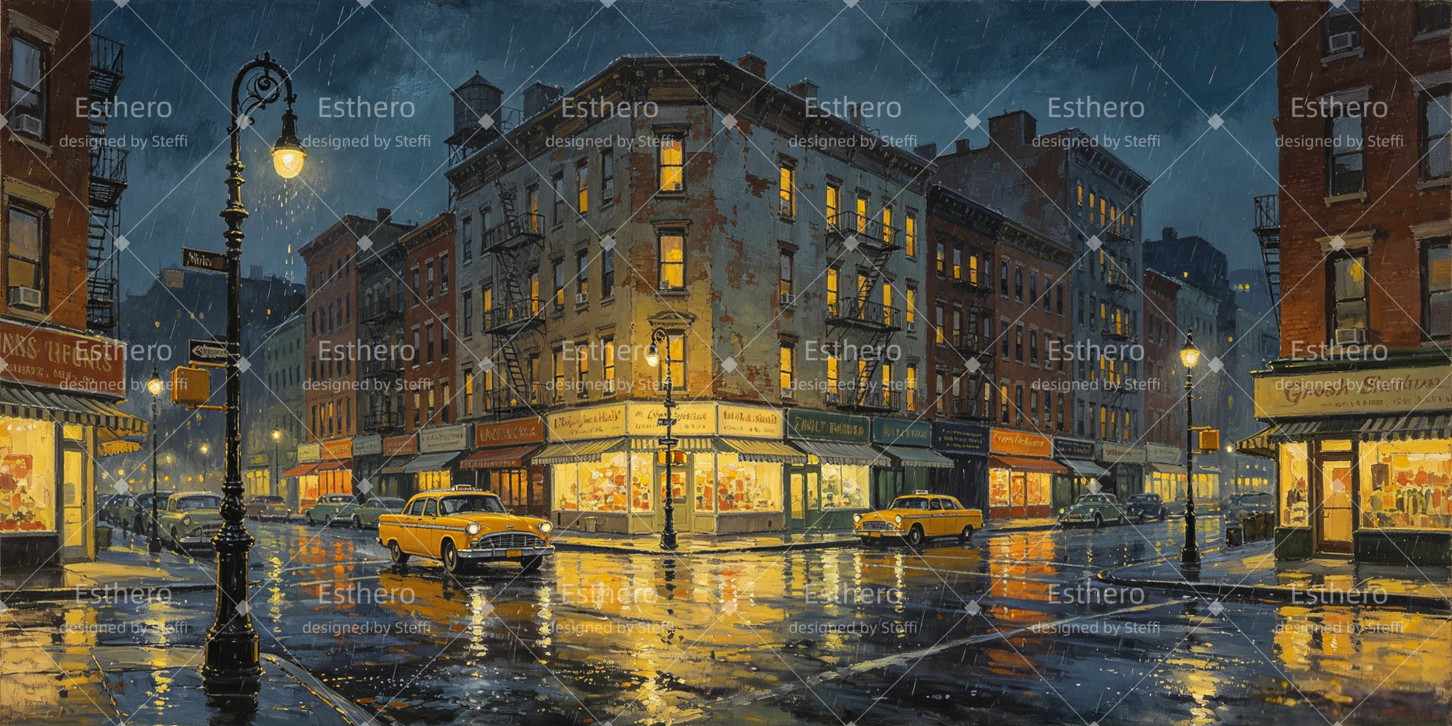 Toile de Fond Théâtre Rue Urbaine sous la Pluie Décor de Scène CSH66-T17